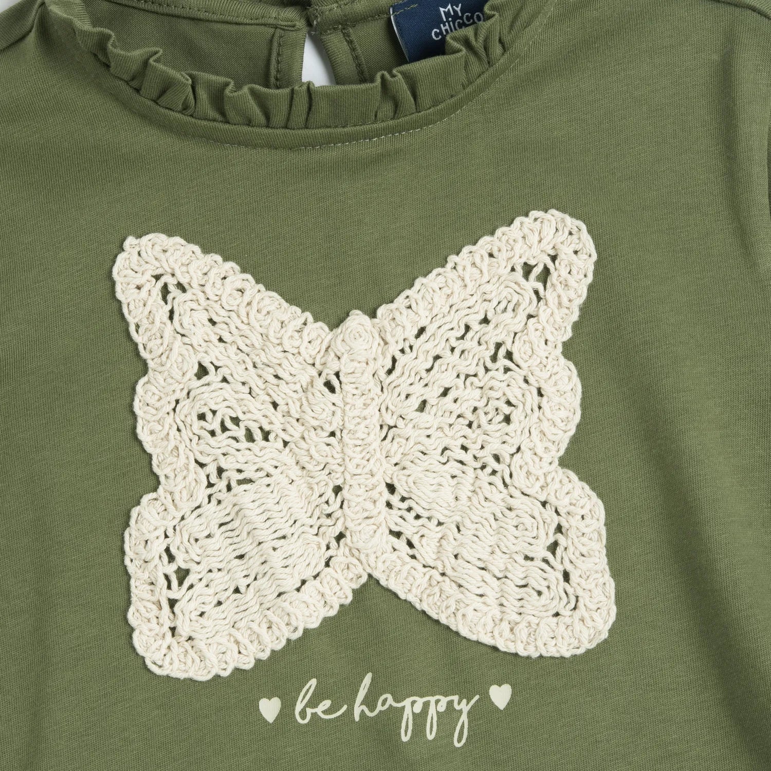 Girls Medium Green Embroidered Long Sleeve Top