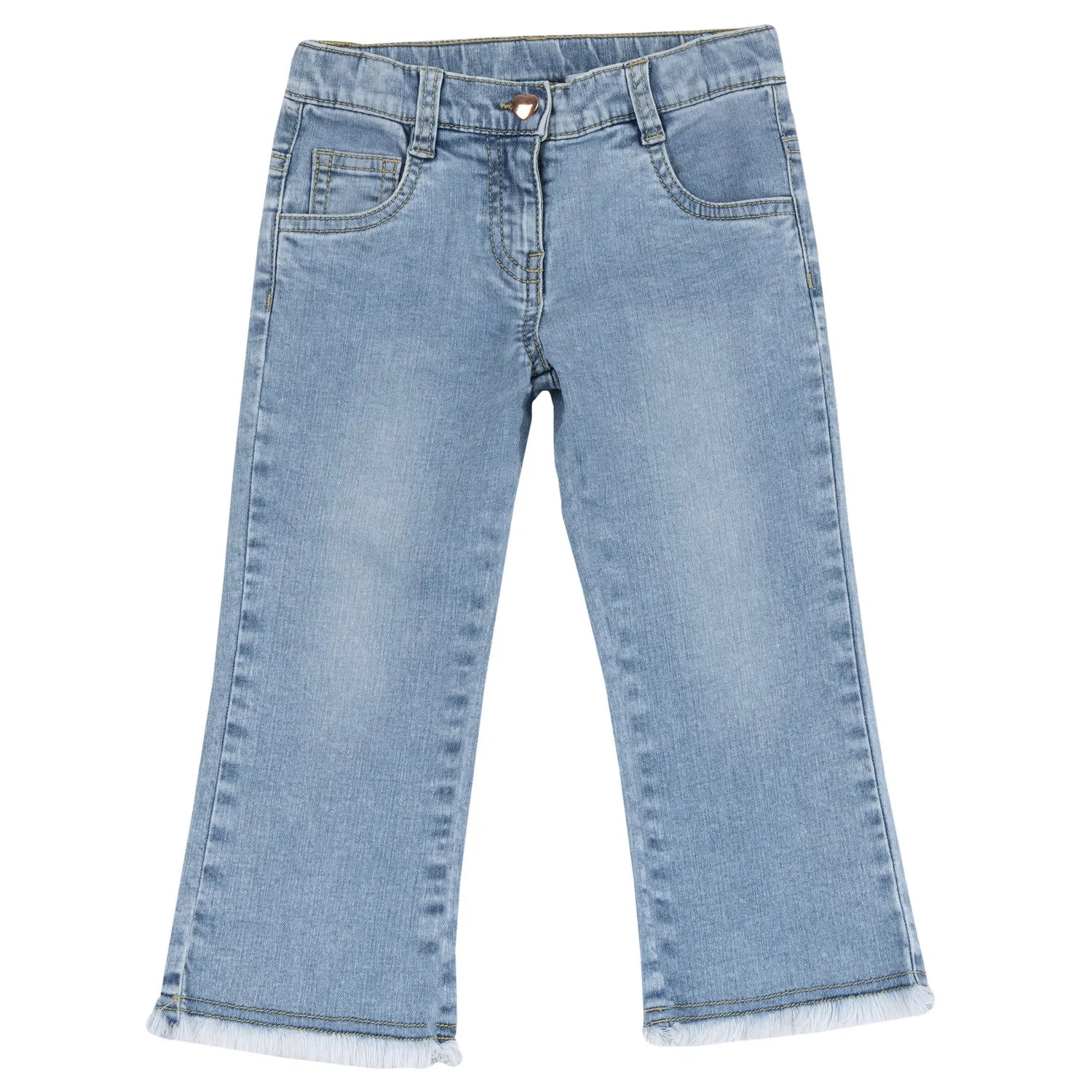 Girls Medium Light Blue Solid Denim Jeans