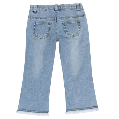 Girls Medium Light Blue Solid Denim Jeans