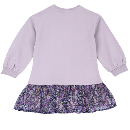 Girls Medium Lilac Embroidered Fleece Dress