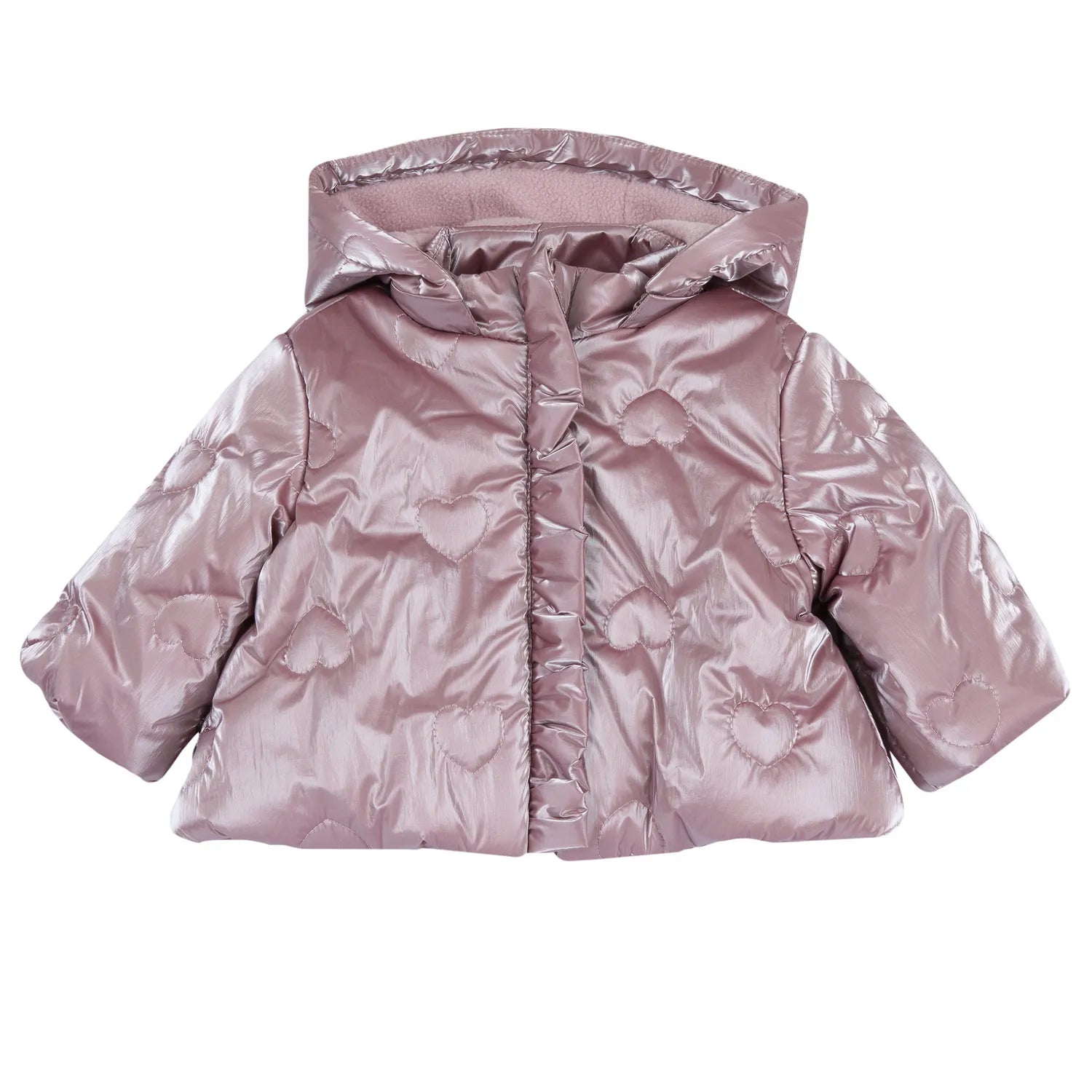 Girls Medium Lilac Self Design Hooded Jacket