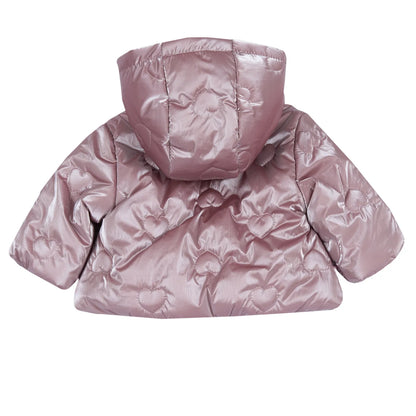 Girls Medium Lilac Self Design Hooded Jacket