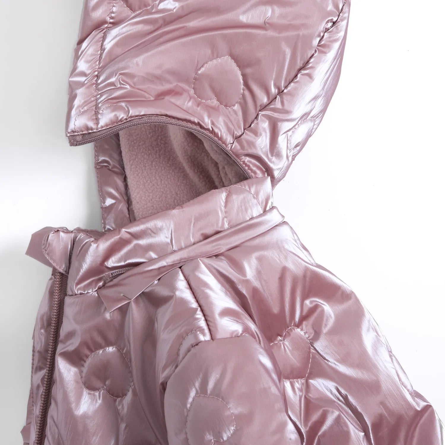 Girls Medium Lilac Self Design Hooded Jacket