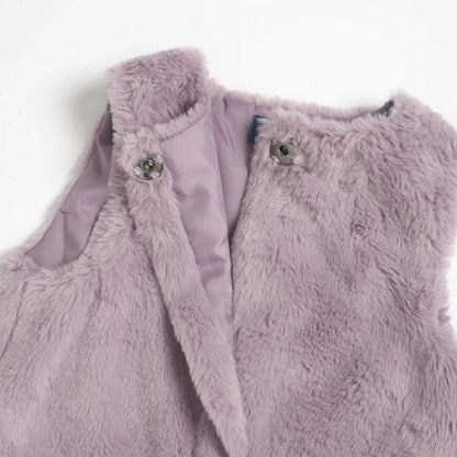 Girls Medium Lilac Solid Waistcoat