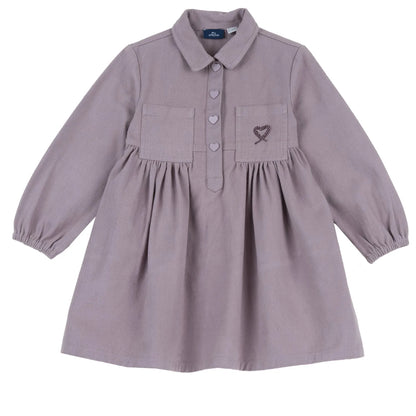 Girls Medium Lilac Solid Woven Dress