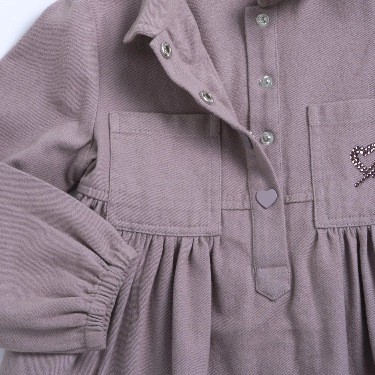 Girls Medium Lilac Solid Woven Dress