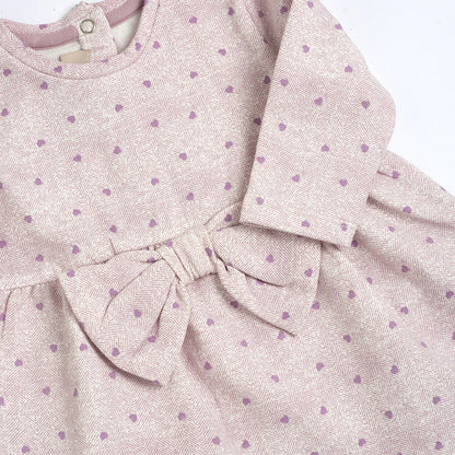 Girls Medium Pink Printed Long Sleeve Dress