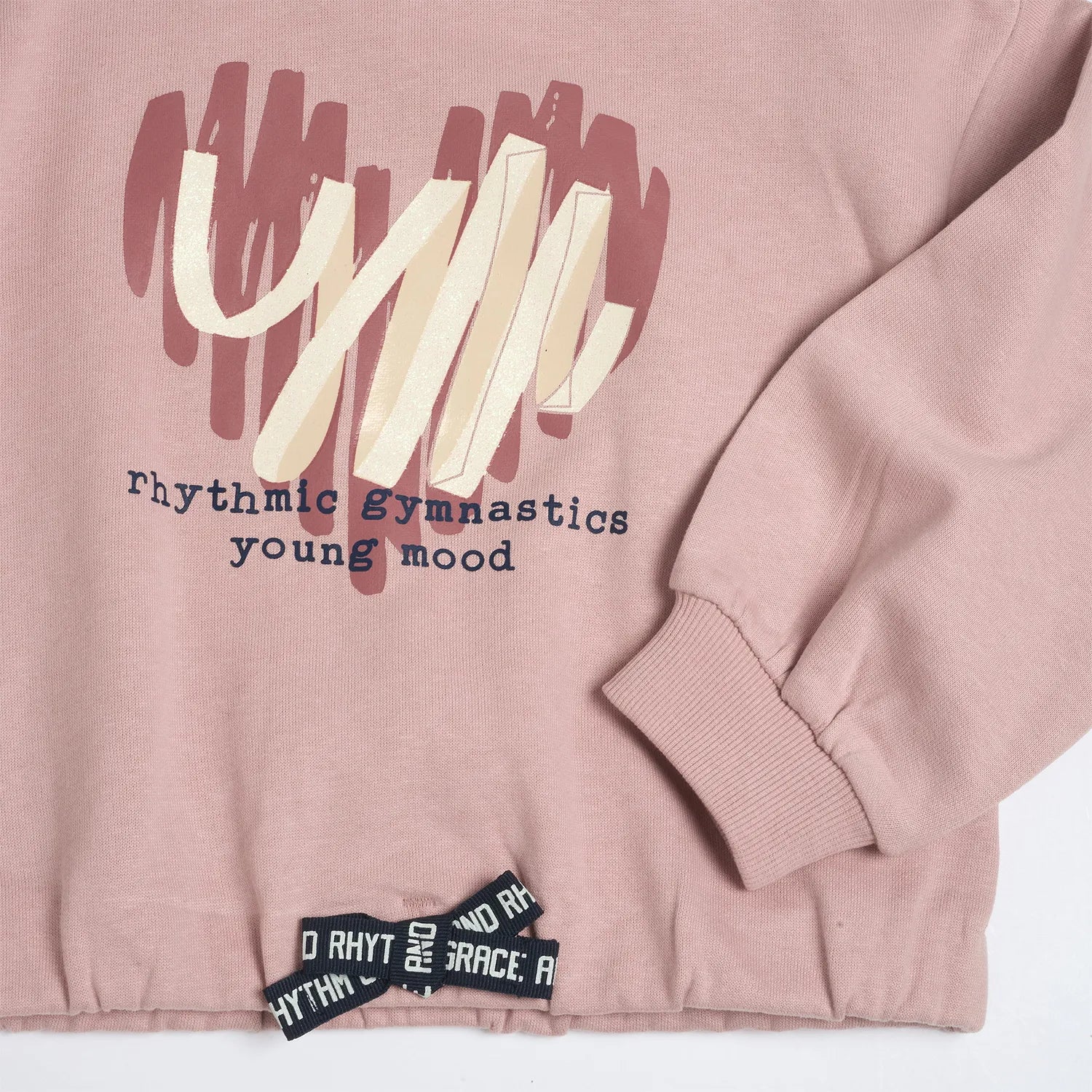 Girls Medium Pink Printed Sweatshirt