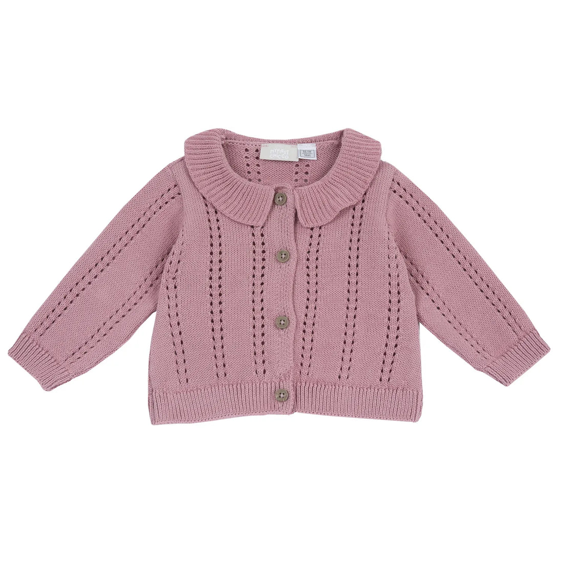 Girls Medium Pink Self Design Cardigan