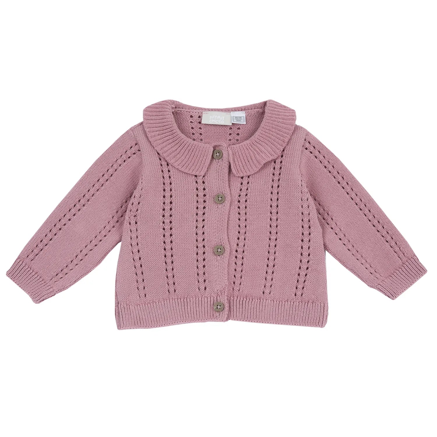 Girls Medium Pink Self Design Cardigan