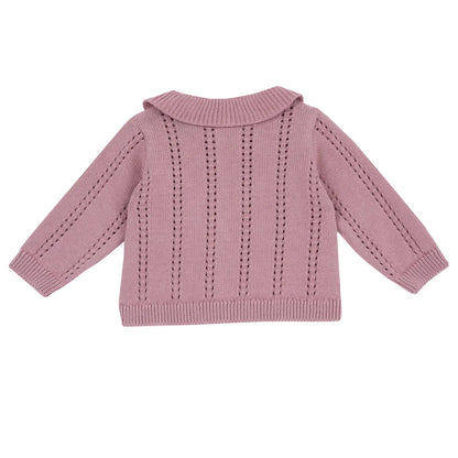 Girls Medium Pink Self Design Cardigan