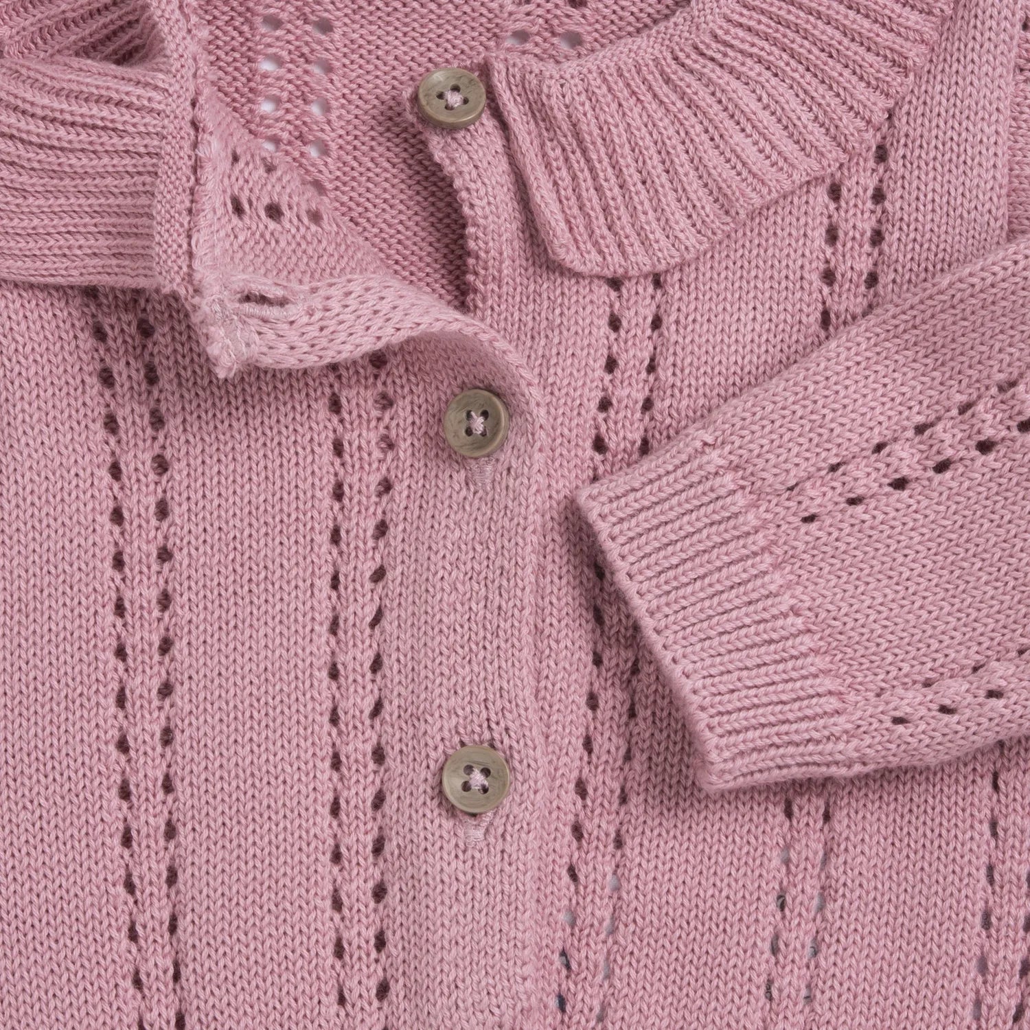 Girls Medium Pink Self Design Cardigan