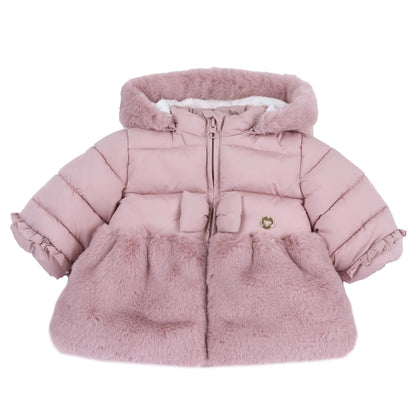 Girls Medium Pink Self Design Puffer Jacket