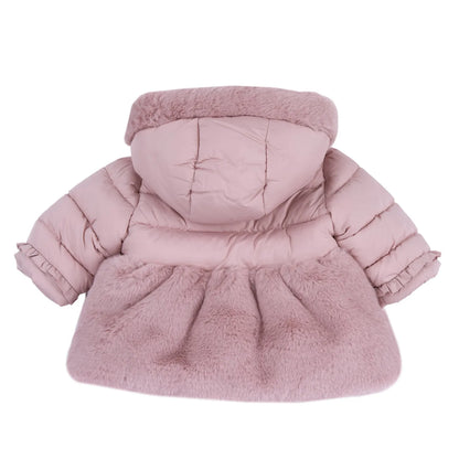 Girls Medium Pink Self Design Puffer Jacket