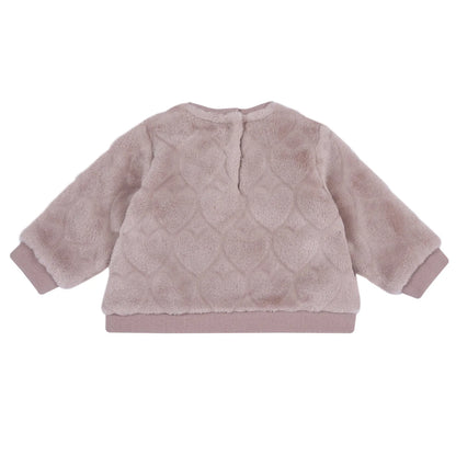 Girls Medium Pink Self Design Sweatshirt