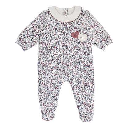 Girls Natural Printed Leg Opening Babysuit