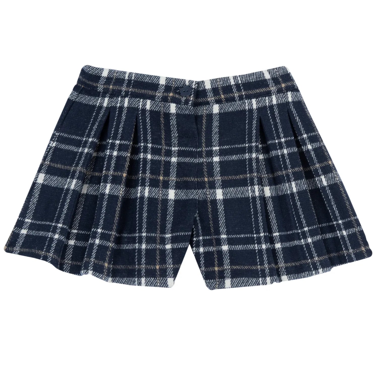 Girls Navy Blue Checked Skirt
