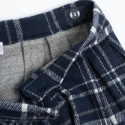 Girls Navy Blue Checked Skirt