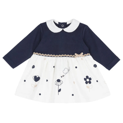 Girls Navy Blue Knitted Long Sleeve Dress