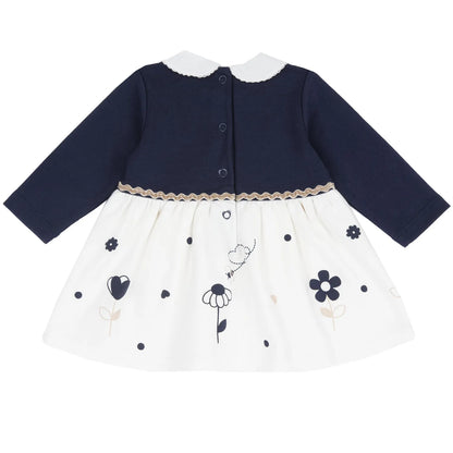 Girls Navy Blue Knitted Long Sleeve Dress
