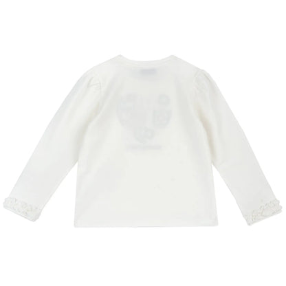 Girls Off White Embroidered Long Sleeve T-shirt
