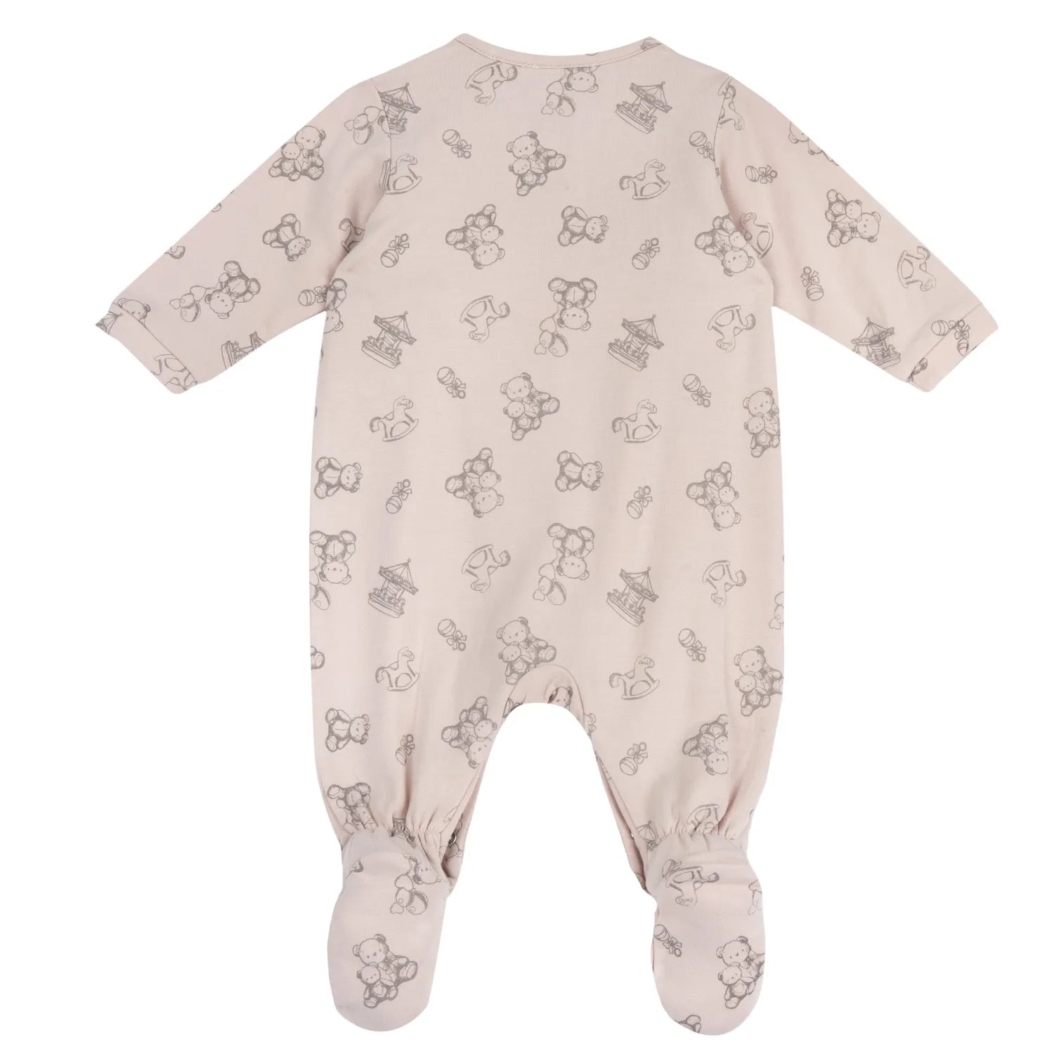 Girls Pink Printed Front Opening Babysuit