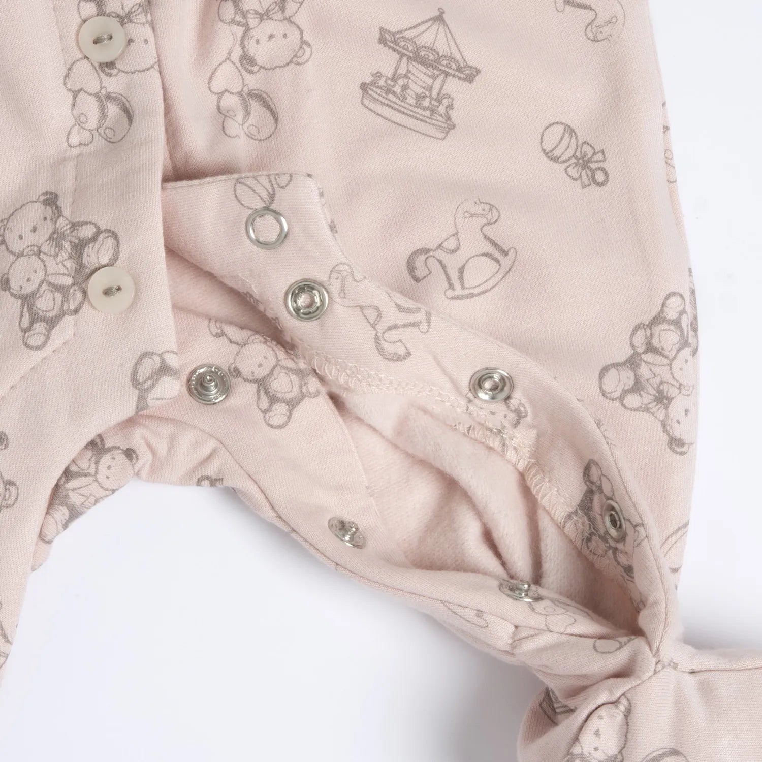 Girls Pink Printed Front Opening Babysuit