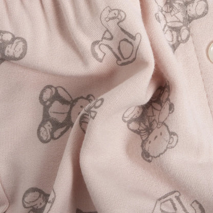 Girls Pink Printed Front Opening Babysuit