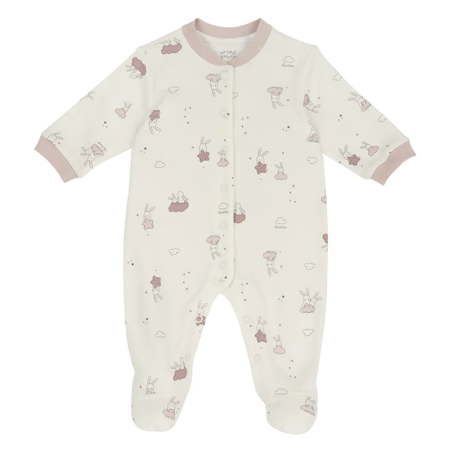 Girls Printed Cotton Front Opening Babysuit