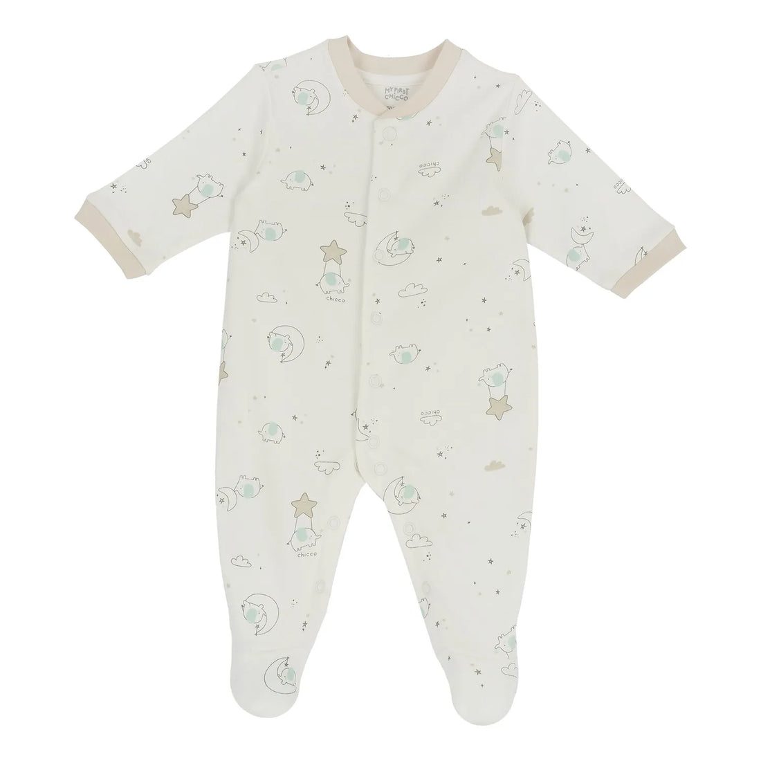 Girls Printed Cotton Front Opening Babysuit