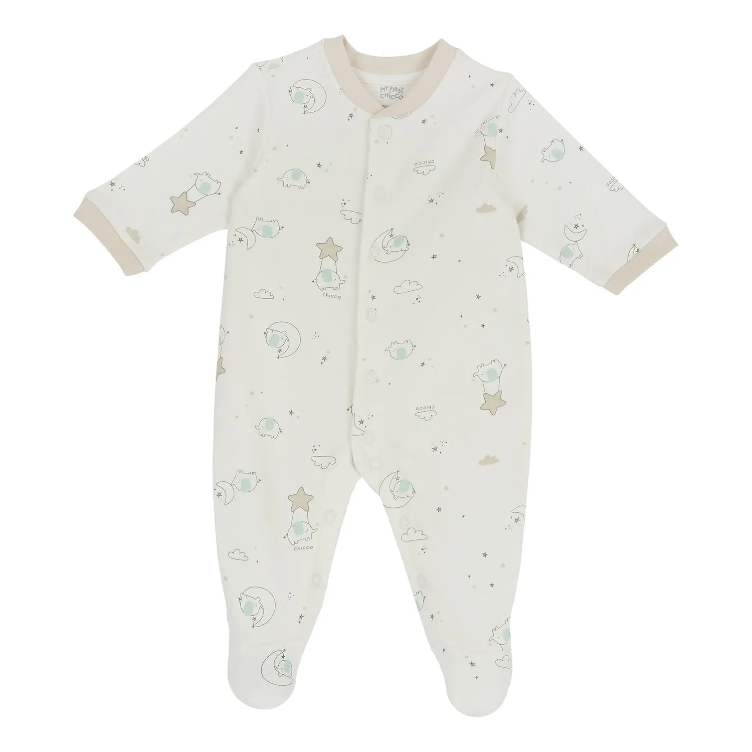 Girls Printed Cotton Front Opening Babysuit