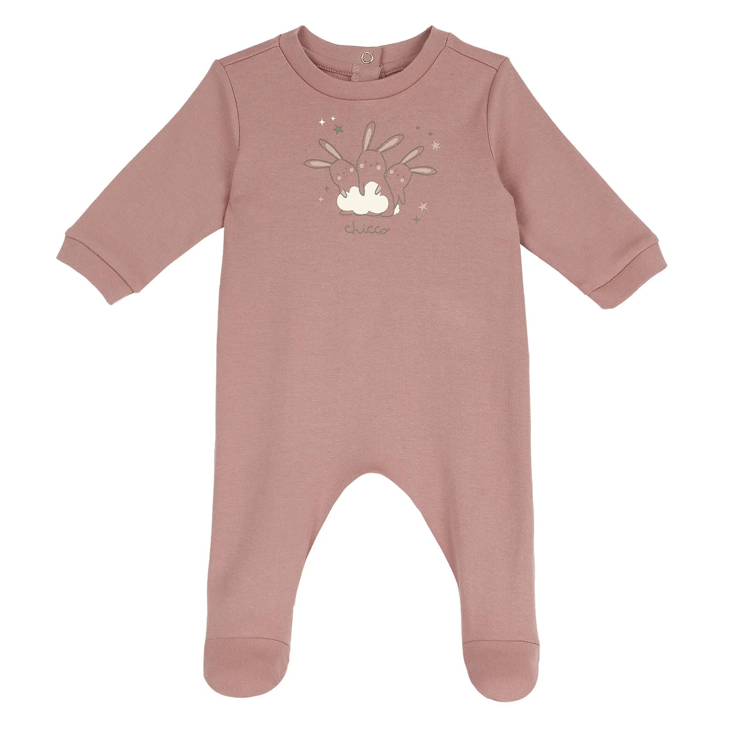 Girls Printed Interlock Nappy Opening Babysuit