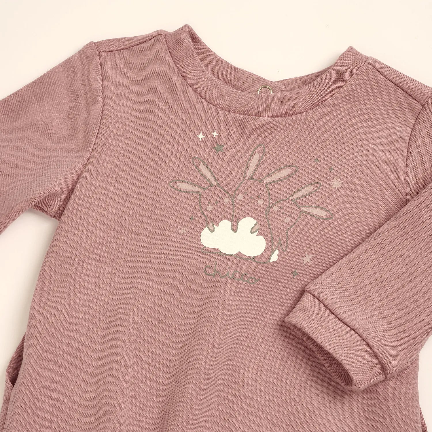 Girls Printed Interlock Nappy Opening Babysuit