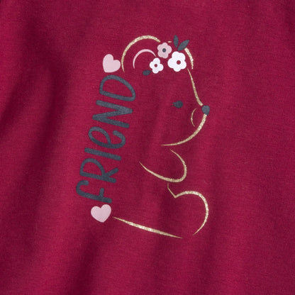 Girls Printed Long Sleeve Knitted T-shirt