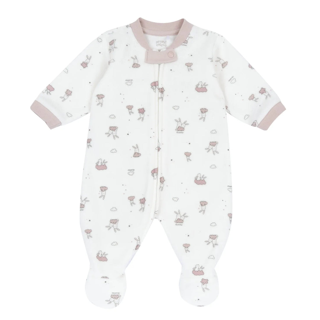 Girls Printed Terry Front Opening Babysuit
