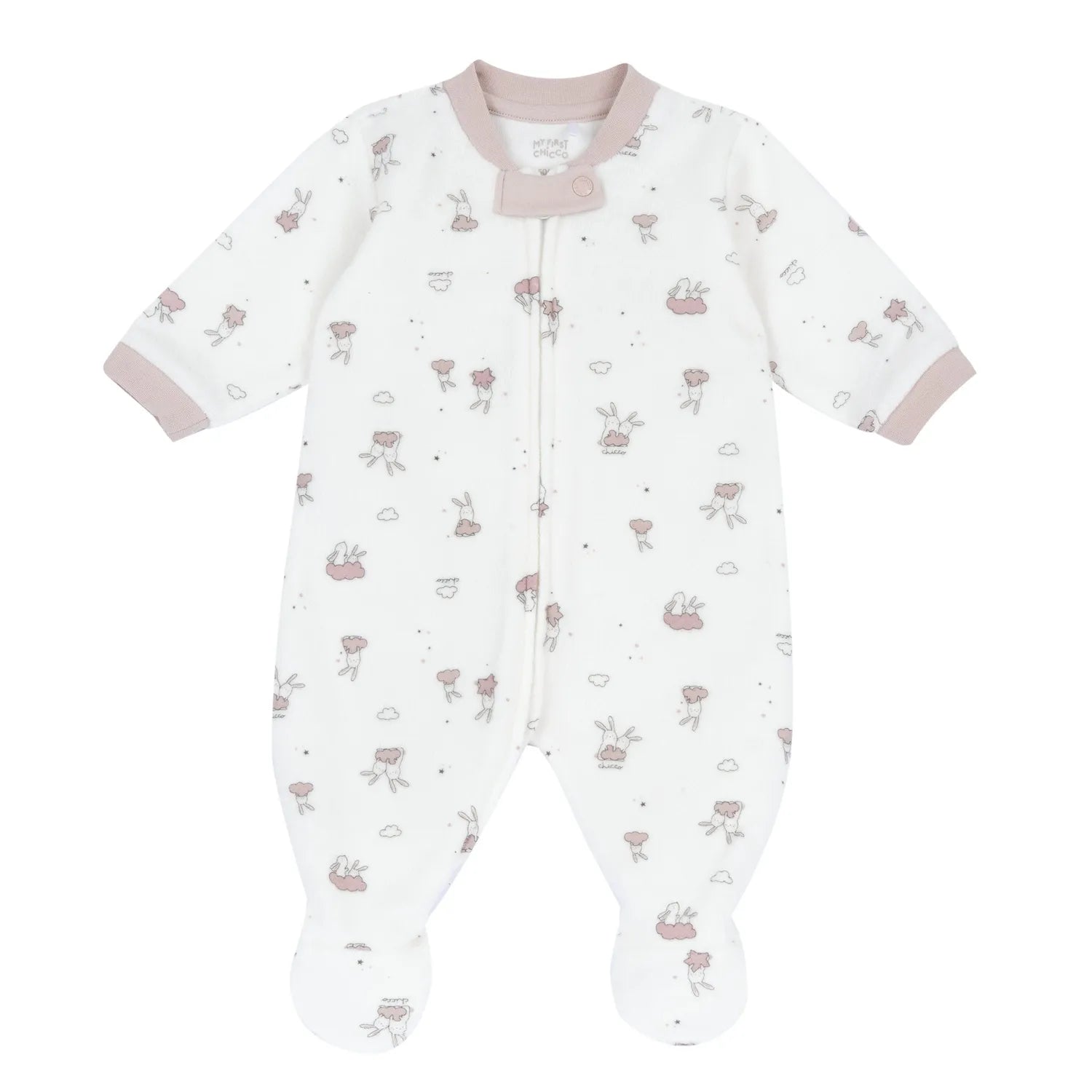 Girls Printed Terry Front Opening Babysuit