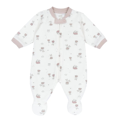 Girls Printed Terry Front Opening Babysuit