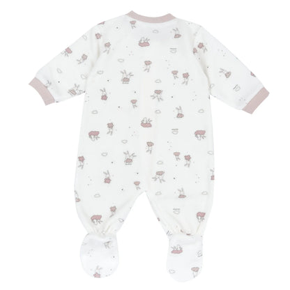Girls Printed Terry Front Opening Babysuit