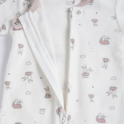 Girls Printed Terry Front Opening Babysuit