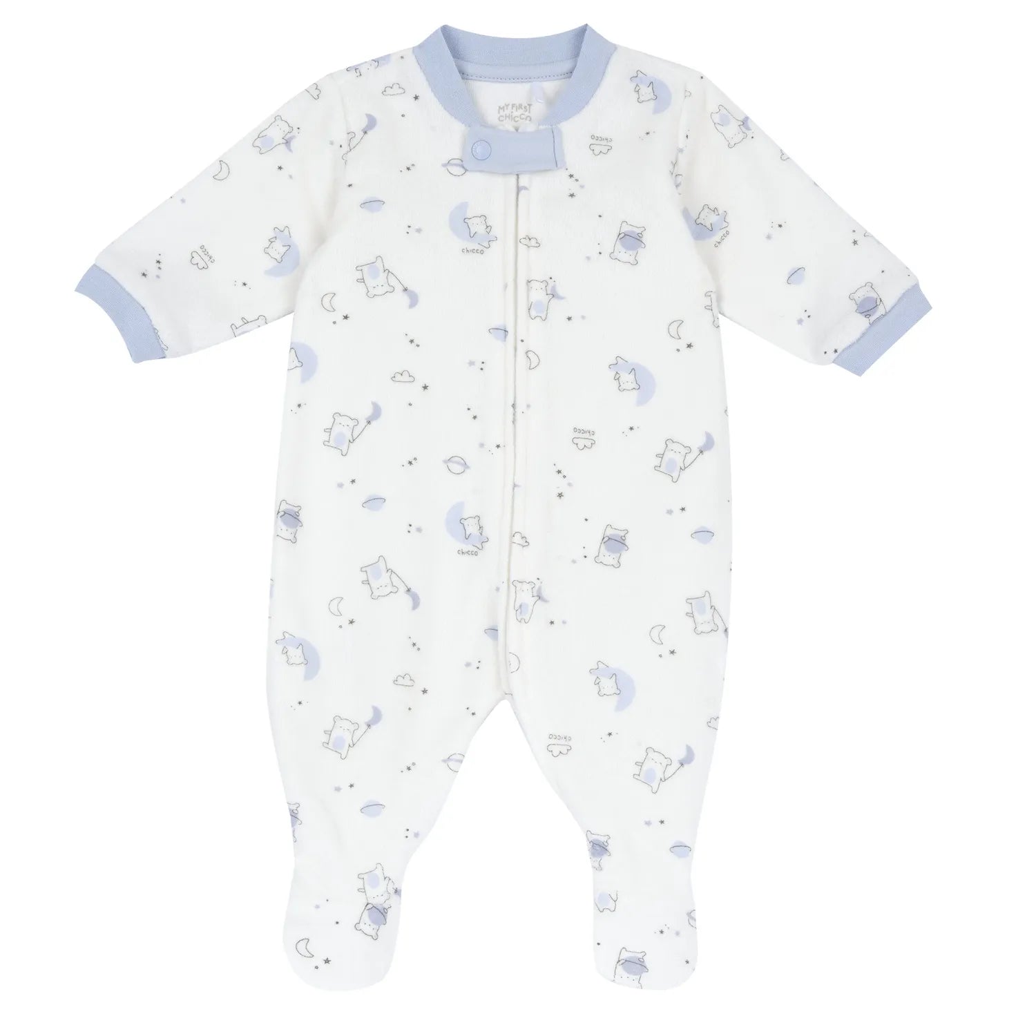 Girls Printed Terry Front Opening Babysuit