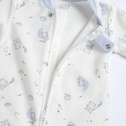 Girls Printed Terry Front Opening Babysuit