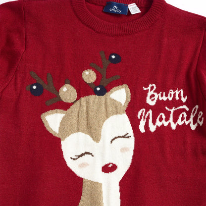 Girls Red Printed Pullover