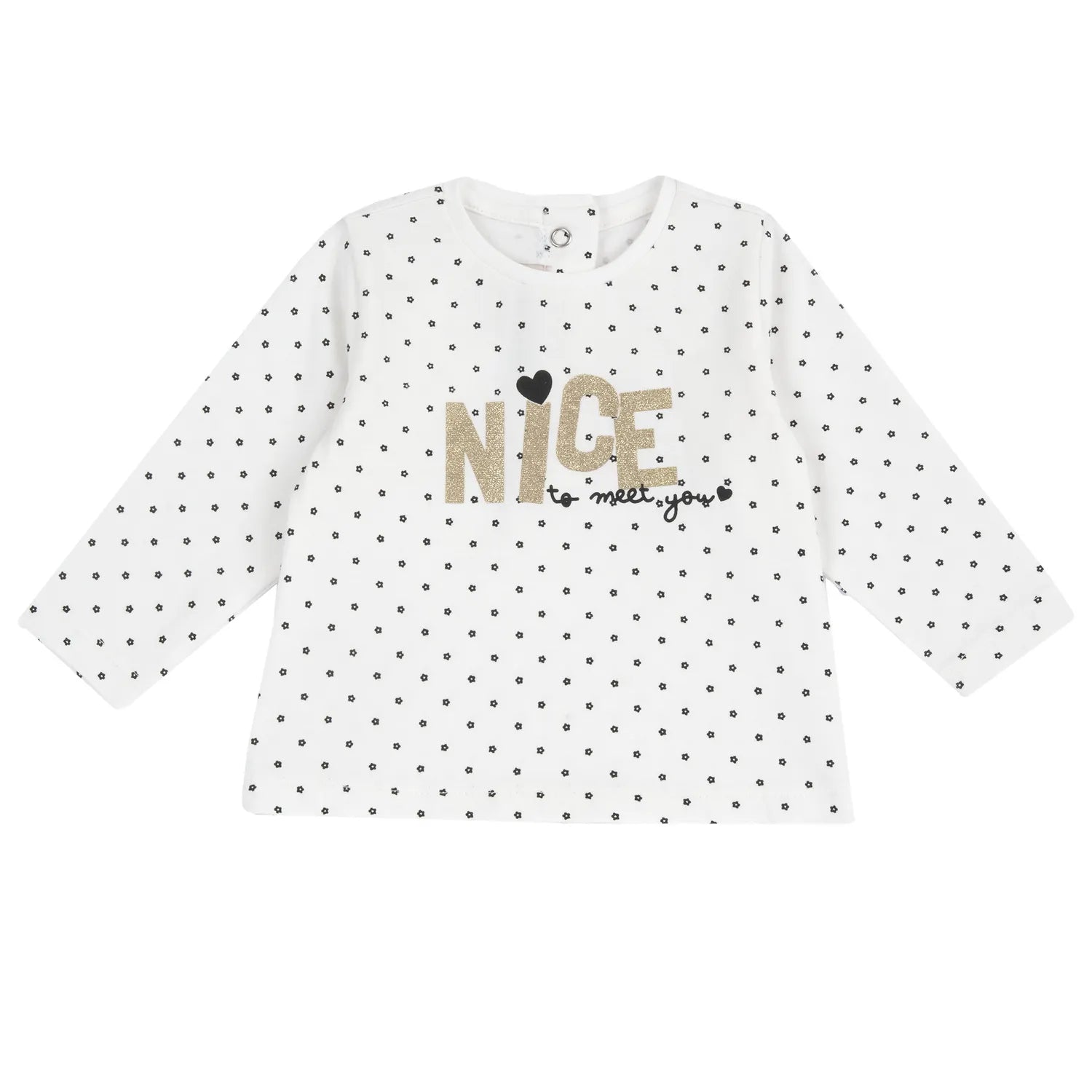 Girls White &amp; Black Printed Long Sleeve T-shirt