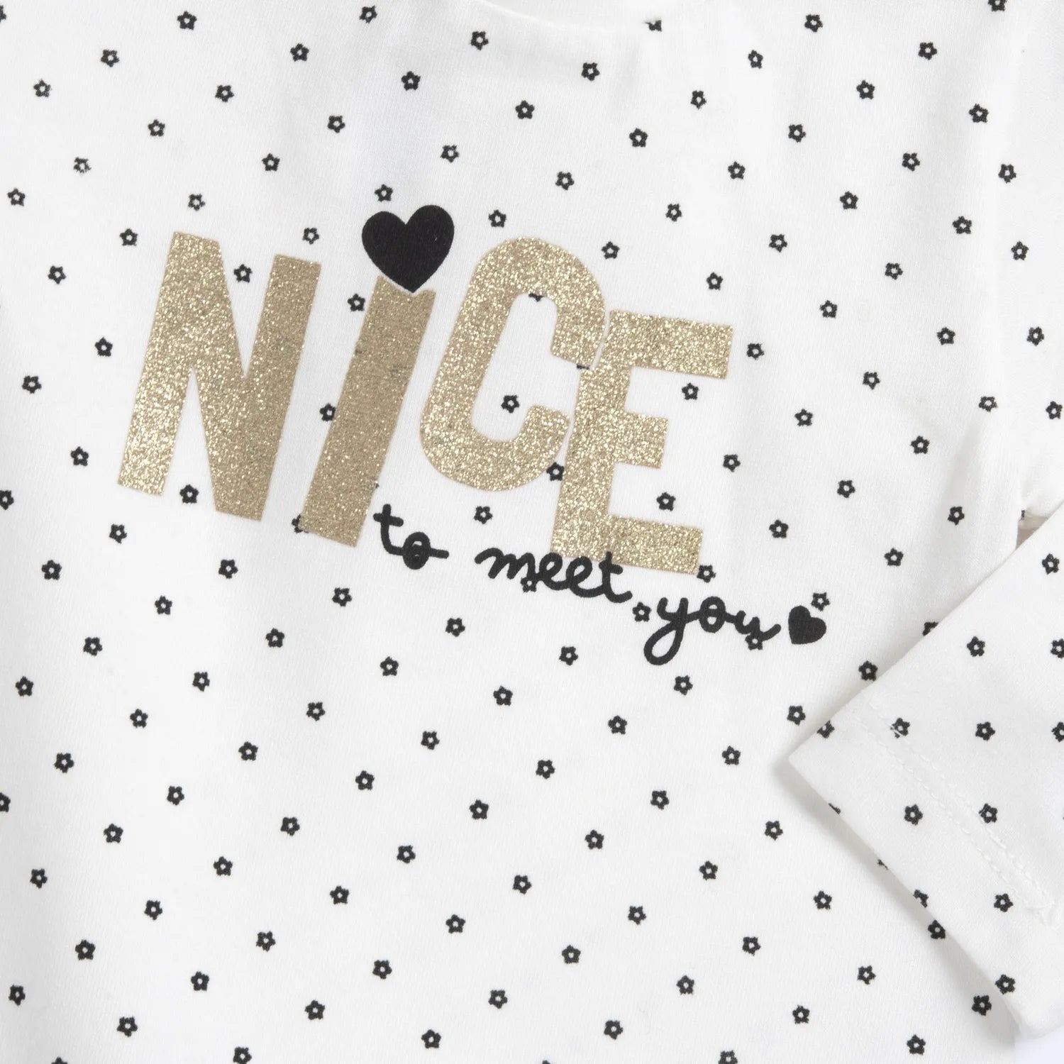 Girls White &amp; Black Printed Long Sleeve T-shirt