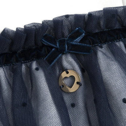 Girls White &amp; Blue Peter Pan Collar Dress