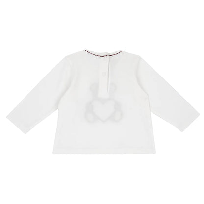 Girls White &amp; Brown Embellished Long Sleeve T-shirt