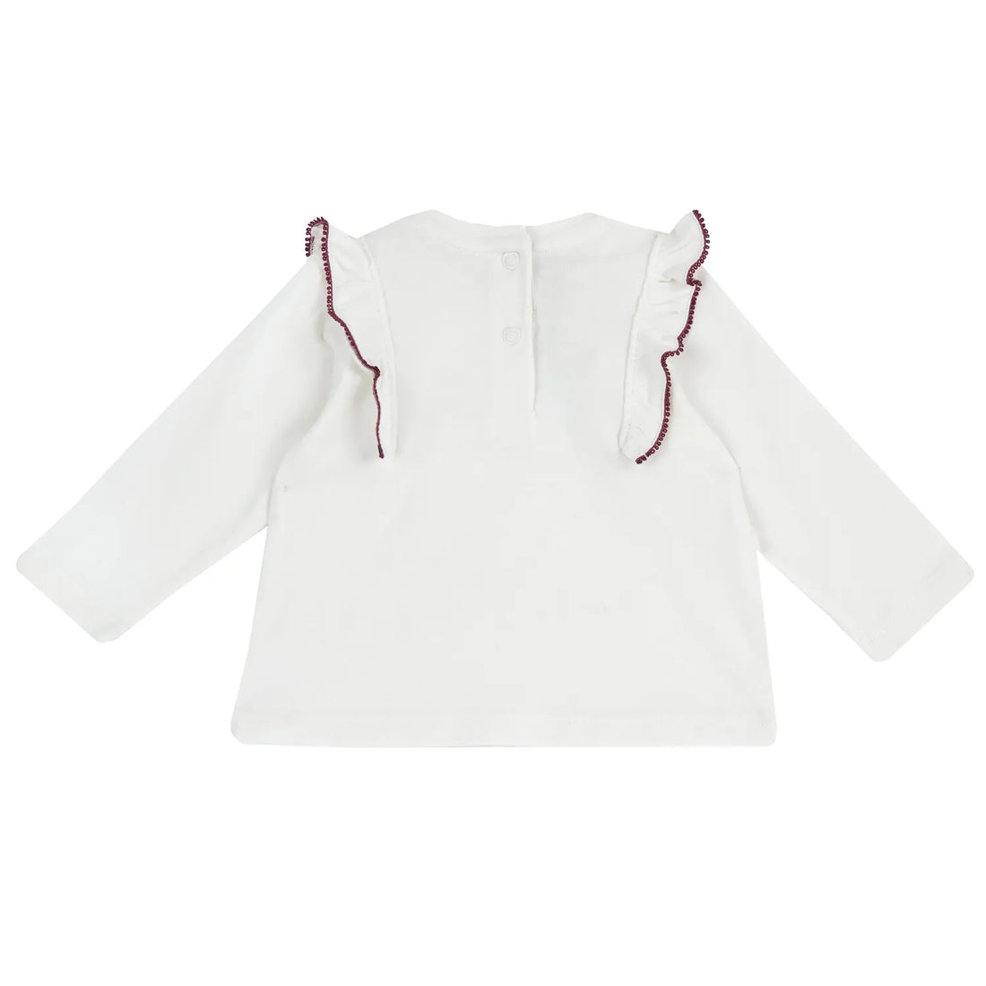 Girls White &amp; Brown Self Design Long Sleeve Top