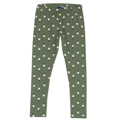 Girls White &amp; Green Embroidered Sweatshirt with Leggings