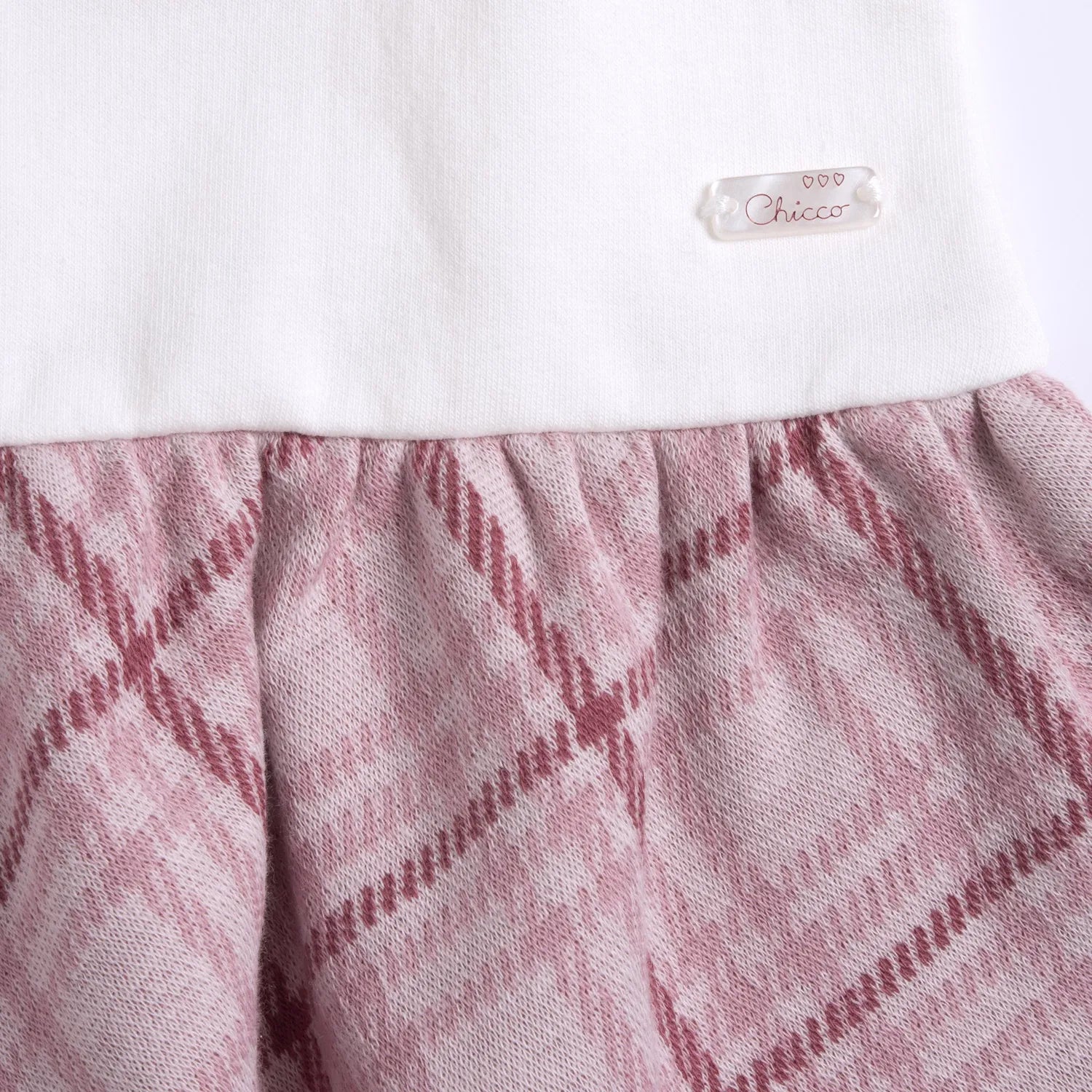 Girls White &amp; Pink Applique Long Sleeve Dress