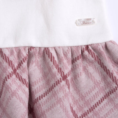 Girls White &amp; Pink Applique Long Sleeve Dress